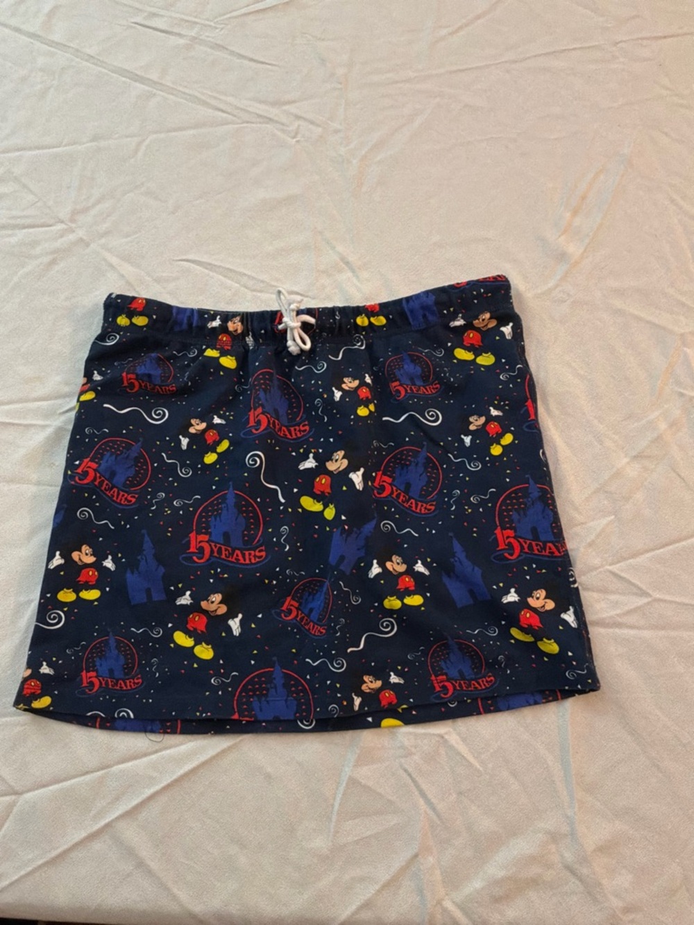 ****** Disney Navy Mickey 15 Years Print Drawstring Skirt 50th ******